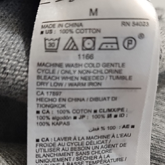 Gray 100% Cotton 1/4 Zip Up Sweater with High Collar Ribbed Cuffs & Hem - Picture 7 of 10